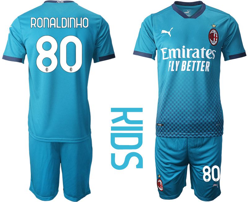 Youth 2020-2021 club AC milan away #80 blue Soccer Jerseys->ac milan jersey->Soccer Club Jersey